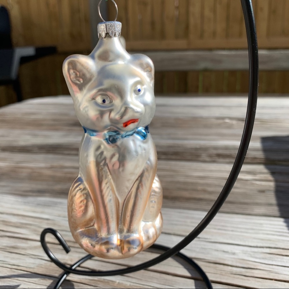 Vintage Glass West Germany Cat Ornament - Picture 1 of 10